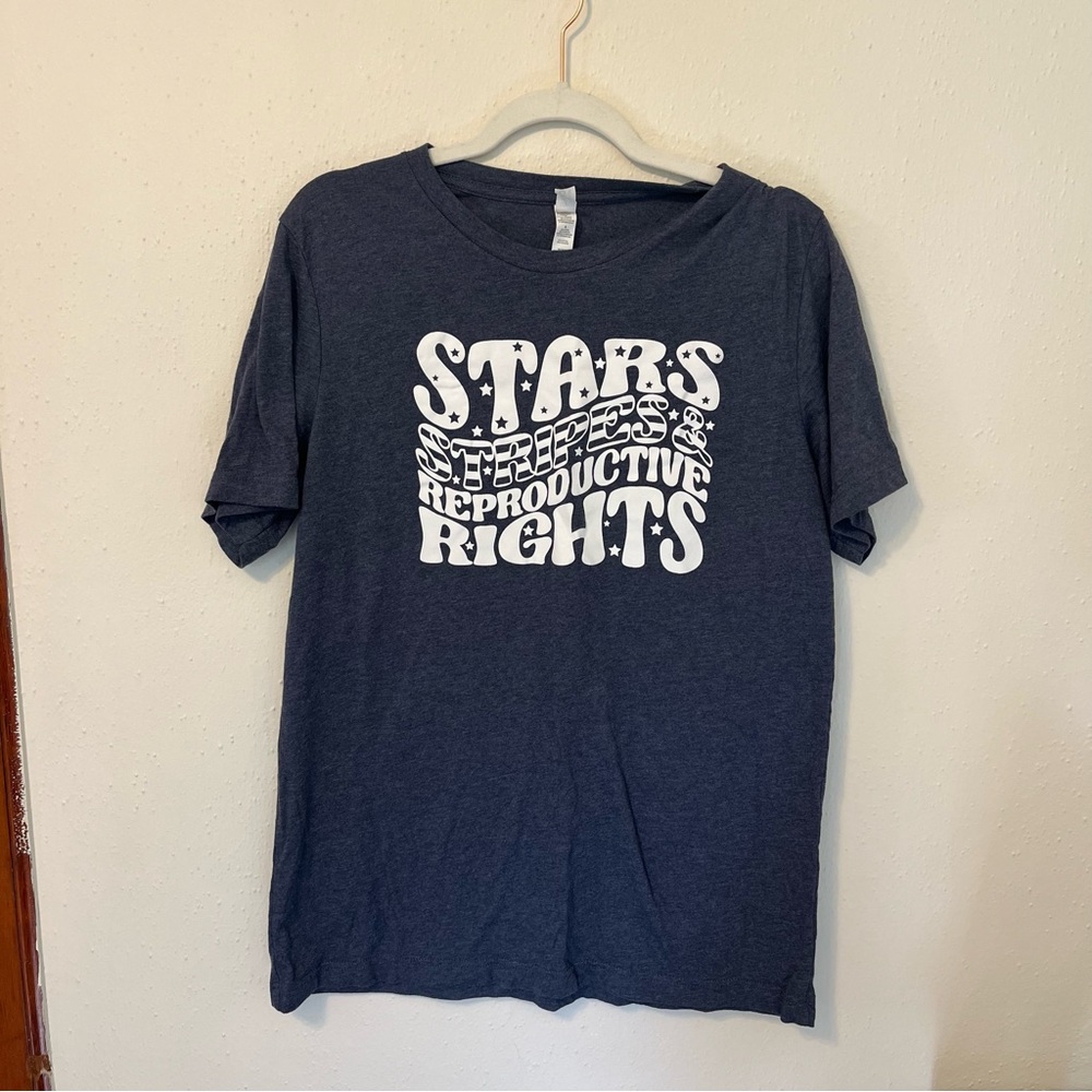 Blue and White Stars Stripes and Reproductive rights activism graphic tee
